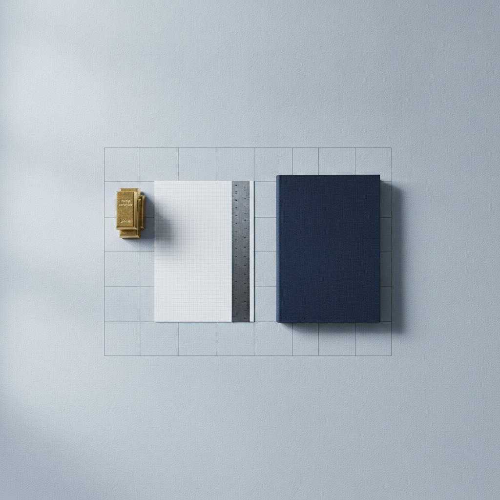 Moodboard — kühle, entsättigte Sachwert-Stimmung